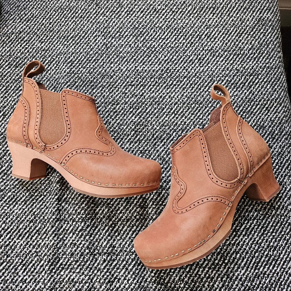 Swedish Hasbeens Toffel Leather Slip on Booties